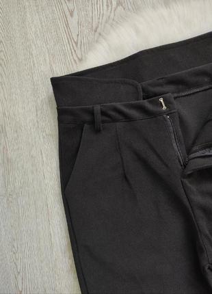 Черные теплые плотные зимние штаны брюки стрейч шерстяные высокая талия посадка кроп7 фото