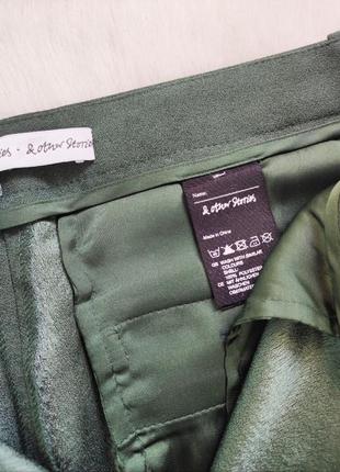 Зеленые изумрудные штаны брюки замками молниями снизу низкая талия посадка & other stories8 фото