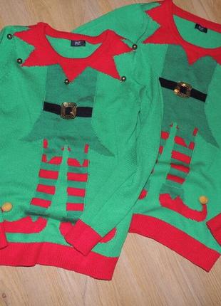 Кофта светр новогодняя новорічна свитер ельфа