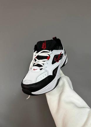 Жіночі шкіряні кросівки nike m2k tekno black/white/red. колір білий з чорним та червоним5 фото