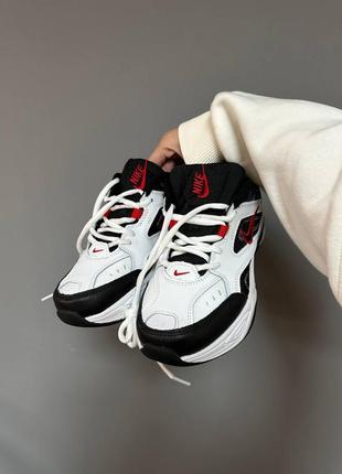 Жіночі шкіряні кросівки nike m2k tekno black/white/red. колір білий з чорним та червоним3 фото