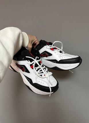 Жіночі шкіряні кросівки nike m2k tekno black/white/red. колір білий з чорним та червоним6 фото