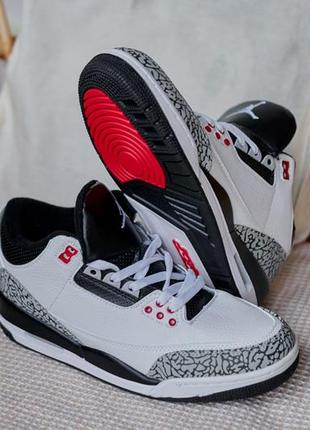 🍁🏀nike air jordan 3 retro white black red🏀🍁кросівки найк джордан 3 чоловічі демісезонні, мужские кроссовки найк джордан 3