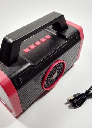 Ліхтар із сонячною панеллю portable speaker p418+fm-радіо 8w червоний