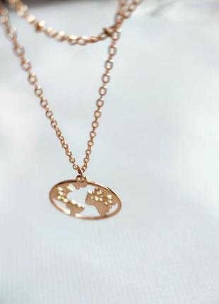 Карта мира золотая цепочка двухслойная цепочка на шею кулон подвеска