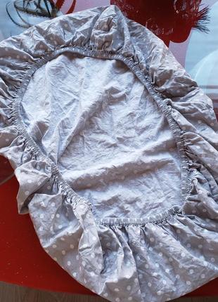 Простыня на резинке серая белый горох в детскую кроватку люльку кокон 50*75см1 фото