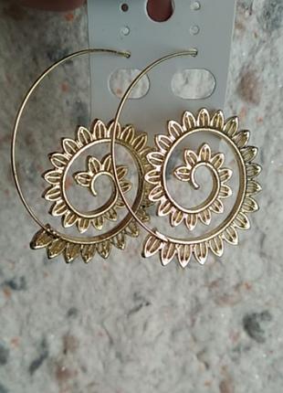 Серьги восточный мотив индия в золотом тоне
