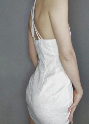 Белое хлопковое платье с косточками под грудью prettlittlething3 фото