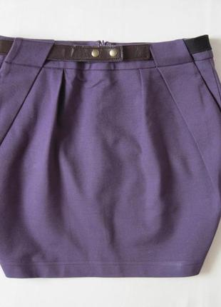 Фиолетовая юбка top secret с коричневым поясом юбочка тюльпан2 фото
