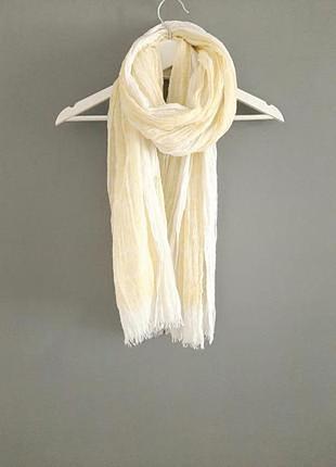 Великий легкий шарф в біло_лимонному