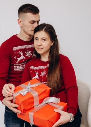 Фемелілук на новорічну фотосесію новорічна кофта светр 9 оленями кофта з оленями світшот з оленями2 фото