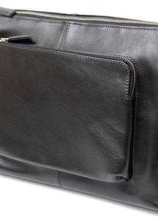 Шкіряна чоловіча сумка для ноутбука grande pelle 11437 чорний