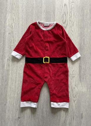 Крутой комбинезон велюр санта новогодний свитер wiplala 9мес