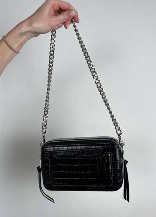 Marc jacobs croc embossed bag black10 фото