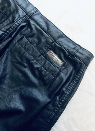 Штани шкіряні брюки чорні з блискавками6 фото