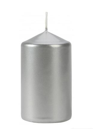 Свічка столова циліндр bispol aura candles sw60/100-271 срібний металік
