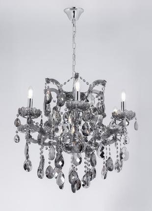 Люстра кришталева у графітовому кольорі 4368/6+1 chrome+smoky