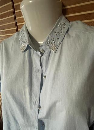 Рубашка с жемчугом zara