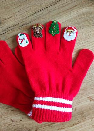 Новорічні рукавички перчатки1 фото