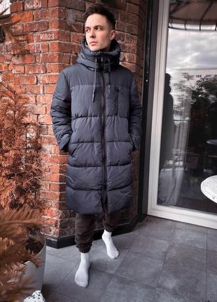 Чоловіча зимова куртка довга. пуховик чоловічий зимовий