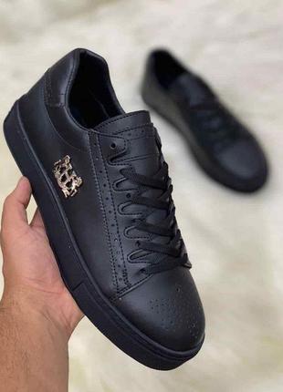 Кроссовки кожаные мужские. мужские кожаные кеды черные