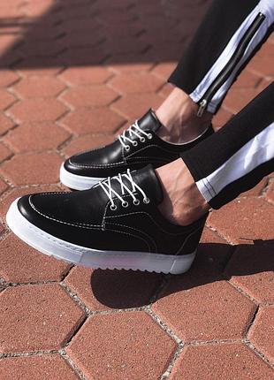 Кросівки шкіряні чоловічі. чоловічі шкіряні кеди чорні