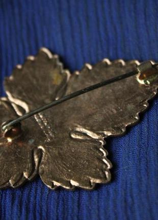 Осенняя яркая брошка с эмалью кленовый лист винтаж4 фото
