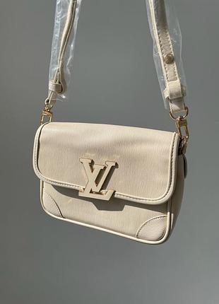 Жіноча стильна кремова сумка з ременем через плече 🆕сумка крос боди