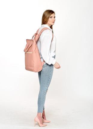 Женская сумка-рюкзак sambag шоппер пудра2 фото