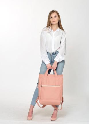 Женская сумка-рюкзак sambag шоппер пудра1 фото