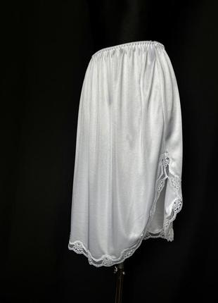 Подъюбник белый слип под юбку нежный с кружевом белый винтаж