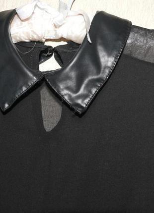 Стильная блузка с воротничком кожзам2 фото