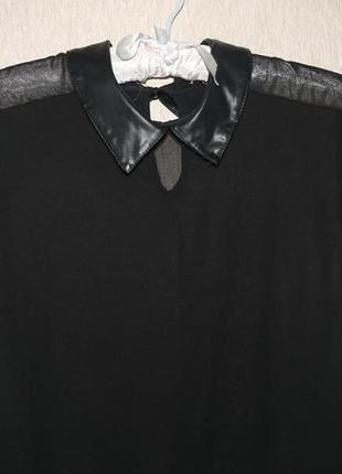 Стильная блузка с воротничком кожзам3 фото