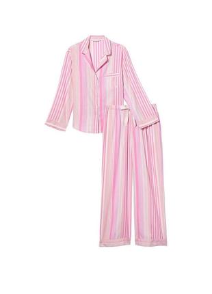 Фланелевая пижама victoria’s secret розовая полоска4 фото