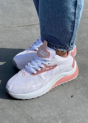 Кросівки жіночі в стилі puma rs-x ‘white pink’