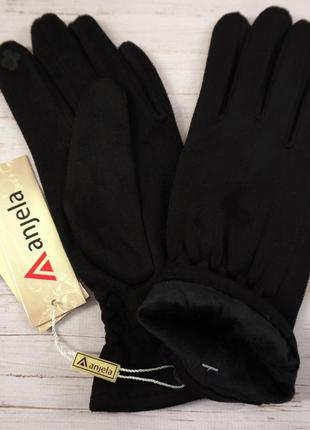 Перчатки, рукавички жіночі, утеплені, з сенсором замшеві2 фото