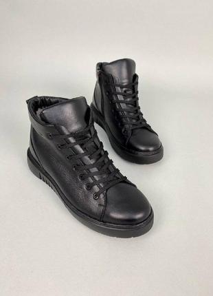 Ботинки мужские кожаные черные зимние2 фото