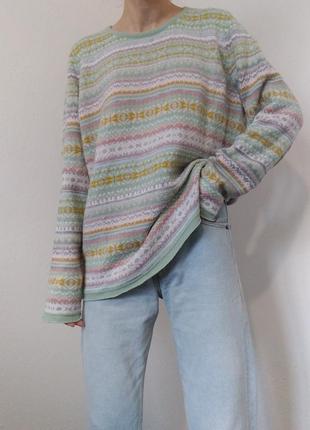 Шерстяной свитер оверсайз джемпер montego свитер шерсть джемпер винтаж пуловер реглан лонгслив кофта шерстяной свитер винтажный салатовый