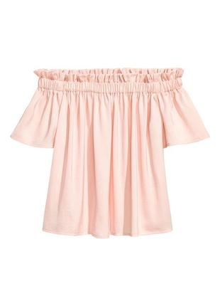 Блуза жіноча з відкритими плечима пудрово-рожевий 34/4 h&m 0512031001
