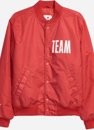 Куртка бомбер утепленная мужская  justin bieber purpose красная h&m