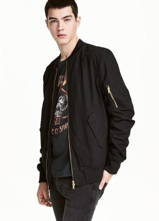 Куртка бомбер чоловіча чорна xs h&m 0339512011