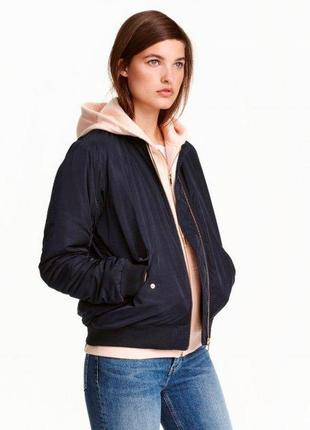 Бомбер, куртка утеплений жіночий оверсайз 32/2 xxs h&m темно синій 0427951002