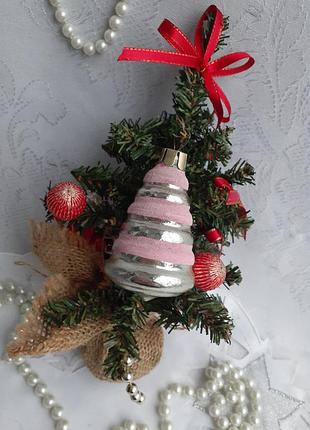 Пирамидка 🧸🎄❄ елочная игрушка советская стекло анодированные эмали снег новогодняя...