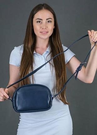 Жіноча шкіряна сумка віола, натуральна шкіра італійський краст, колір синій