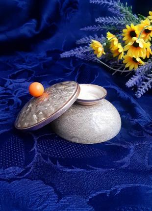 Шкатулка пудреница советская бонбоньерка на ножке металлическая шлифованная...