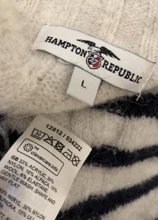 Альпака,шерсть,свитер,гольф в полоску,премиум бренд,hampton republic9 фото