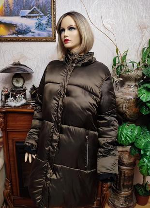 Зимнее теплое пальто батал большого размера пуховик куртка курточка более болевых размера9 фото