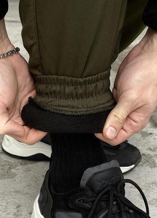 Теплі штани карго на флісі з кишенями хакі2 фото