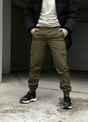 Теплі штани карго на флісі з кишенями хакі8 фото