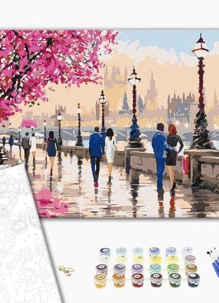 Картина по номерам 40х50 на деревянном подрамнике "прогулка по романтическому лондону" bs52784